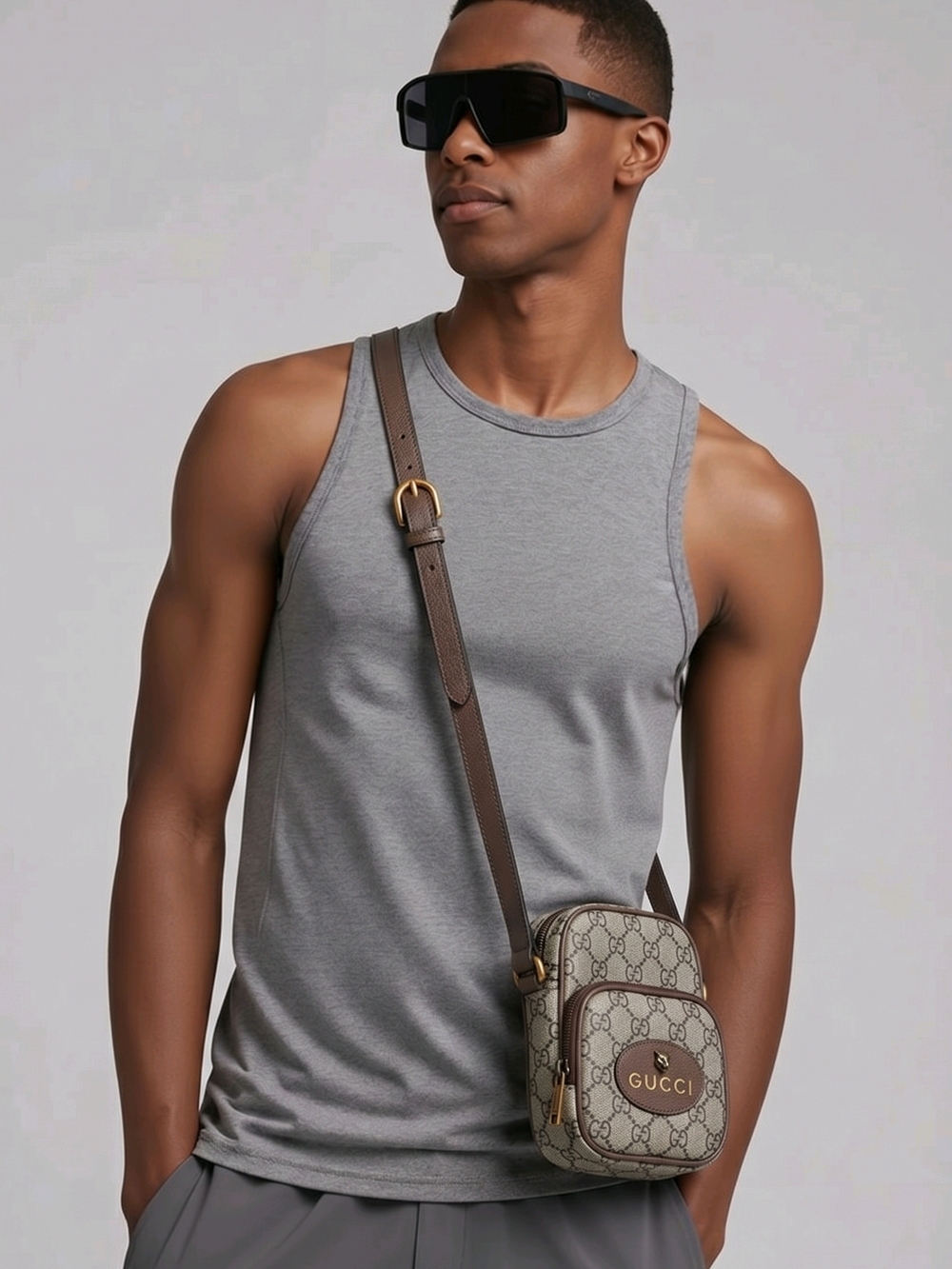 Gucci Beige GG Monogram Crossbody with Brown Trim - Picture 10 of 10